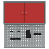 Tool Cabinet Set with Shelf 3 pcs Red Powder-Coated Steel 3321399
