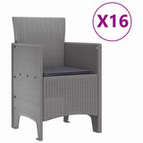 Garden Dining Set with Cushions 17 pcs Light Grey PP 3378670