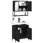 ZNTS 2 Piece Bathroom Furniture Set Black Engineered Wood 3214660