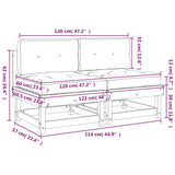 Middle Sofas with Cushions 2 pcs Solid Wood Pine 825457