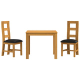 Dining Set 3 pcs Black Solid Oak Wood 3430325