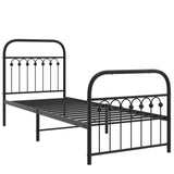 Metal Bed Frame without Mattress with Footboard Black 75x190cm 376608