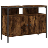 Bathroom Sink Cabinet Smoked Oak 80x30x60 cm Engineered Wood 842443