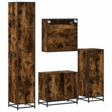 ZNTS 4 Piece Bathroom Furniture Set Smoked Oak Engineered Wood 3301237