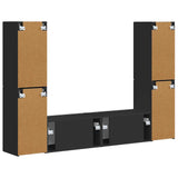 TV Cabinet Set 6 pcs Black Engineered Wood 3409106