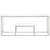 Coffee Table Silver Stainless Steel and Tempered Glass 350017