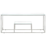 ZNTS Coffee Table Silver Stainless Steel and Tempered Glass 350017