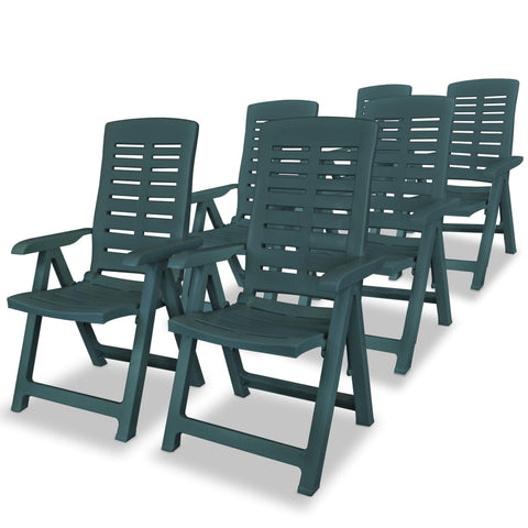 ZNTS Reclining Garden Chairs 6 pcs Plastic Green 275070