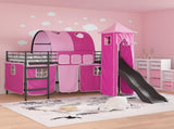Kids'Loft Bed Frame Black and Pink 90 x 200 cm Metal 42020888