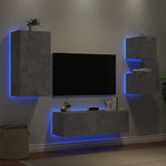 ZNTS 4 Piece TV Wall Cabinets with LED Lights Concrete Grey 3216884