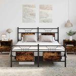 Bed Frame without Mattress Smoked Oak 140x200 cm Engineered Wood 4106762