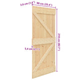 Door NARVIK Natural 90 x 210 cm Solid Pine Wood 351043