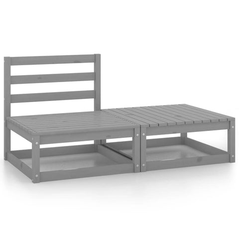 ZNTS 2 Piece Garden Lounge Set Grey Solid Pinewood 805697