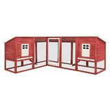 Outdoor Rabbit Hutch with Run Red and White Solid Fir Wood 170875