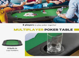 8 Player Folding Poker Table, Oval Portable Blackjack Casino Table with Cup Holder, Felt Top and T3398P376692