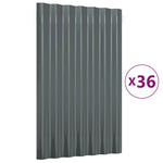 Roof Panels 36 pcs Galvanised Steel Anthracite 60x36 cm 319131