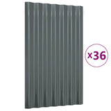 Roof Panels 36 pcs Galvanised Steel Anthracite 60x36 cm 319131