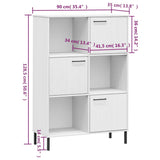 Bookcase with Metal Legs White 90x35x128.5 cm Solid Wood OSLO 351014