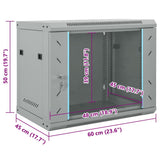 Network Cabinet with Storage Grey 60 x 45 x 50 cm Steel 42017637