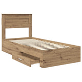 Bed Frame with Drawer Artisan Oak 100 x 200 cm Engineered Wood 3410026
