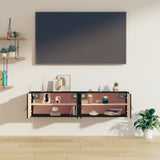 Wall Cabinet Set of 2 Black Solid pinewood, engineered wood 818374