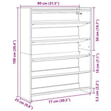 Shoe Rack White 80x25x100 cm Engineered Wood 859896