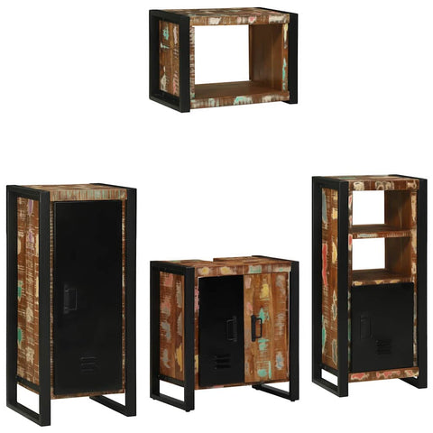 Bathroom Furniture Set 4 pcs Multicolour Solid Reclaimed Wood 3305677