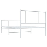 Metal Bed Frame without Mattress with Footboard White 90x200cm 352540