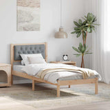 Bed Frame with Headboard Light Grey 90 x 200 cm Solid Pine Wood 878214