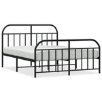 Metal Bed Frame without Mattress with Footboard Black 140x190cm 353653
