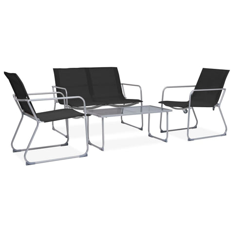 ZNTS 4 Piece Garden Lounge Set Fabric & Steel Black 44352