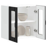 Kitchen Wall Cabinet with Glass Door Lucca Black Engineered Wood 853908