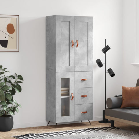 Highboard Concrete Grey 69.5x34x180 cm Engineered Wood 3199917