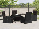 Garden Dining Set with Cushion 5 pcs Black Poly Rattan 3379529