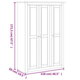 3-Door Wardrobe 118x50x171.5 cm Pine Panama Range 282661