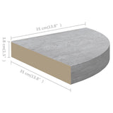 Wall Corner Shelves 4 pcs Concrete Grey 35x35x3.8 cm MDF 326644