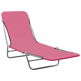 ZNTS Folding Sun Loungers 2 pcs Steel and Fabric Pink 310345