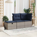 Garden Stool with Cushion Grey 55 x 55 x 37 cm Poly Rattan 366153