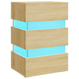LED Bedside Cabinet Sonoma Oak 45x35x67 cm Engineered Wood 326843
