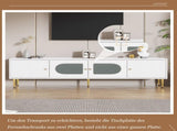 Modern TV Stand, 4doors, Metal bracket, TV Cabinet Storage Sideboard with 2 glass doors, TV N605P407493W