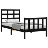 Bed Frame without Mattress Black Small Single Solid Wood Pine 3192065