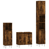 3 Piece Bathroom Cabinet Set Smoked Oak Engineered Wood 3187794