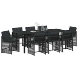 Garden Dining Set 9 pcs Black Poly Rattan 3380776