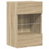 Wall Cabinets with LED Lights for TV 2 pcs Sonoma Oak 40x30x60.5 cm 837083