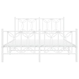 Metal Bed Frame without Mattress with Footboard White 140x190cm 376195