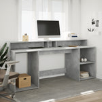 Desk with LED Lights Concrete Grey 200x55x91 cm Engineered Wood 3309441