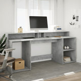 Desk with LED Lights Concrete Grey 200x55x91 cm Engineered Wood 3309441