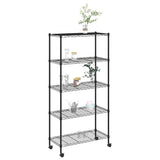 5-Tier Storage Shelf with Wheels 75x35x155 cm Black 250 kg 324630