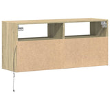 TV Wall Cabinet with LED Lights Sonoma Oak 100x31x45 cm 852336