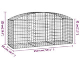 Arched Gabion Basket 150x50x80/100 cm Galvanised Iron 153454